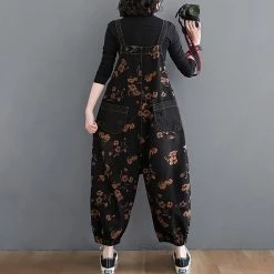 Juwas NEW ARRIVAL Vintage Flower Fall Overalls Suitpants Dungree