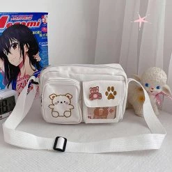 Juwas HOME&LIFESTYLE Bear Print Canvas Crossbody Bag