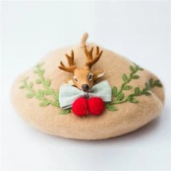 Juwas Flowers Deer Beret Hat