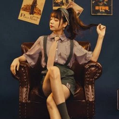 Juwas Kawaii Vintage Polo And Suspender Short NEW ARRIVAL