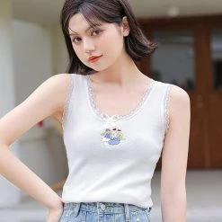 Juwas NEW ARRIVAL Angle Princess Embroidery Cotton Tops
