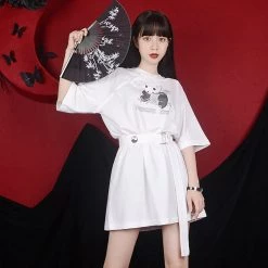 Juwas Vintage Panda Printed Loose T-shirt