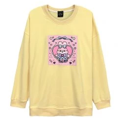 Juwas Bunny Bow Tie Printed Sweatshirt CLOTHING