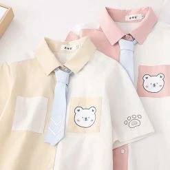 Juwas Cartoon Bear Print Short Sleeve Summer T-shirt NEW ARRIVAL