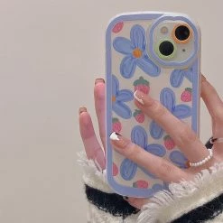 Juwas NEW ARRIVAL Blue Flower Strawberries IPhone Case