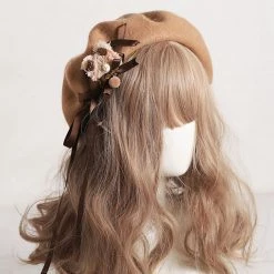 Juwas NEW ARRIVAL Sweet Retro Bear Ribbon Beret Hat