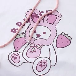 Juwas NEW ARRIVAL Bear Rabbit Print Drawstring Pockets Short Dress