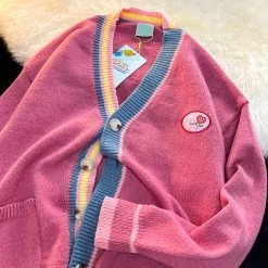 Juwas Chic Pastel Harajuku Stripes Cardigan Sweater NEW ARRIVAL