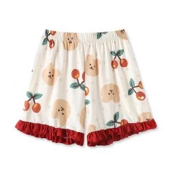 Juwas CLOTHING Cherries And Bear Print Ruffles Pajama Set