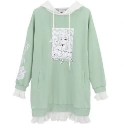 -Juwas NEW ARRIVAL Flower Embroidered Ruffled Hoodie Dress