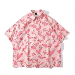 Juwas Love Hearts Printed Vintage Loose T-shirt