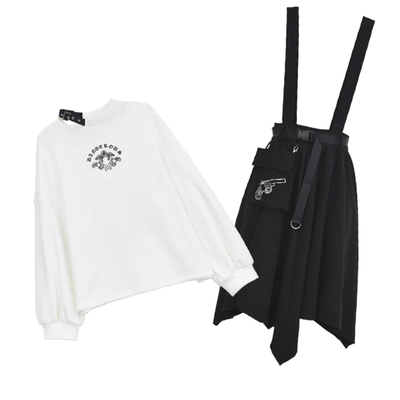 -Juwas Cool Gangster Girl Black Skirt And White Top 6 -Juwas Cool Gangster Girl Black Skirt And White Top
