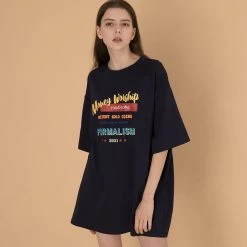 Juwas Letters Printed Round Collar Loose T-shirt NEW ARRIVAL