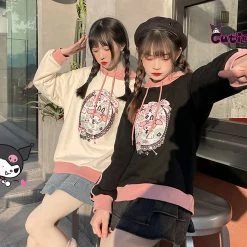 Juwas Cute Cartoon Print Warm Hoodie