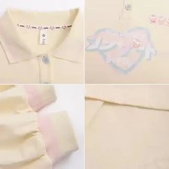 Juwas NEW ARRIVAL Japanese Love Heart Long Sleeve Polo Sweater