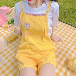 Juwas CLOTHING Cute Rabbits Print Overalls