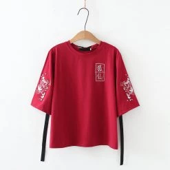 Juwas Japanese Style Red And Black Lucky Cat Top Short 14 Juwas Japanese Style Red And Black Lucky Cat Top Short