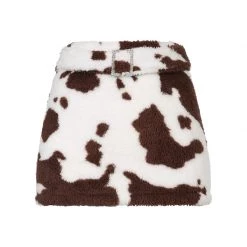 Juwas Country Cow Girl Plush Mini Skirt With Belt CLOTHING