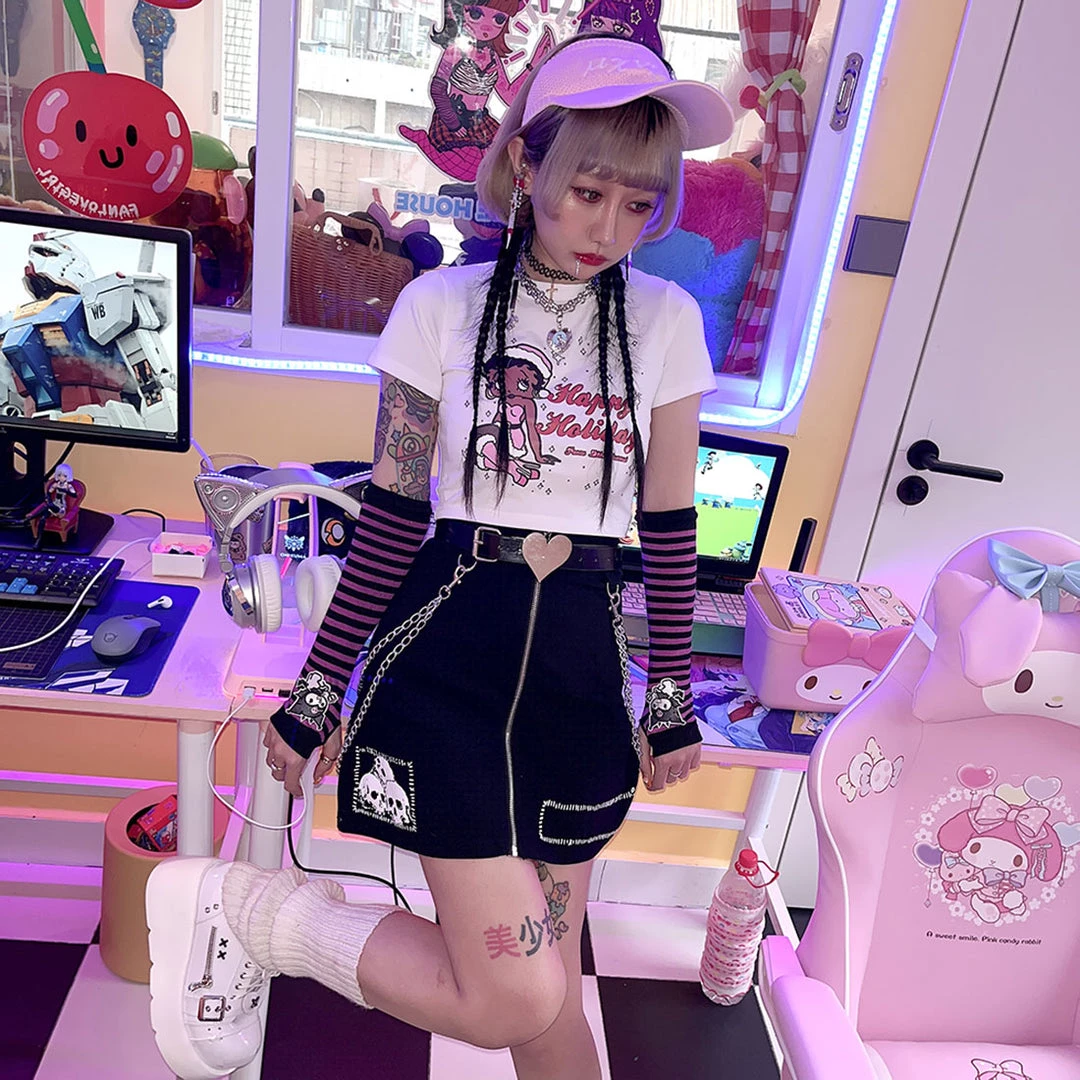 Juwas NEW ARRIVAL Gothic Chain High Waist Skirt 6 Juwas NEW ARRIVAL Gothic Chain High Waist Skirt