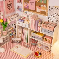 Juwas NEW ARRIVAL Kawaii Cream White Mini Desk Shelf Organizer