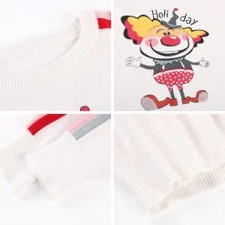 Juwas CLOTHING Adorable Holiday Clown Fake Collared Sweater