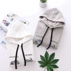 Juwas CLOTHING Monday Friday Meow Paw Print Hoodie