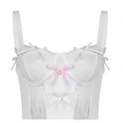 Juwas French White Lace Corset Cami Top