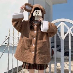 Juwas CLOTHING Cute Bear Ears Warm Cotton Coat