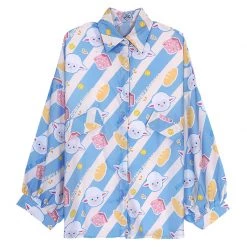 Juwas Lamp Stripe Printed Loose Shirt NEW ARRIVAL