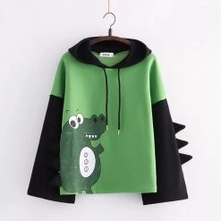 Juwas Kawaii Cartoon Dinosaur Hoodie