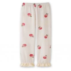 Juwas CLOTHING Peach Print Bowknot Cotton Pajamas Set 14 Juwas CLOTHING Peach Print Bowknot Cotton Pajamas Set