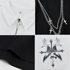 Juwas NEW ARRIVAL Cross Detail Chic Polo Tops Dress With Wrap On Skirt