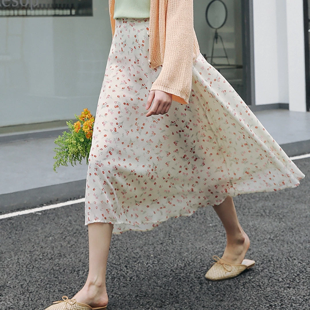 Juwas Floral Print Chiffon High Waist Skirt NEW ARRIVAL 3 Juwas Floral Print Chiffon High Waist Skirt NEW ARRIVAL