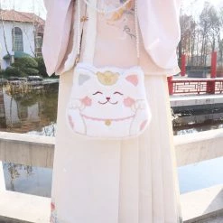 Juwas Lucky Cat Plush Crossbody Bag