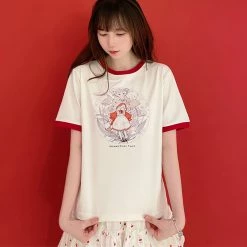 Juwas NEW ARRIVAL Cartoon Princess Print Cotton T-shirt