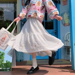 Juwas CLOTHING Lovely Lace Elastic Waist Skirt