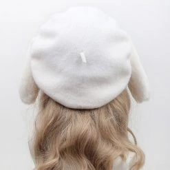 Juwas White Rabbit Ears Beret Hat