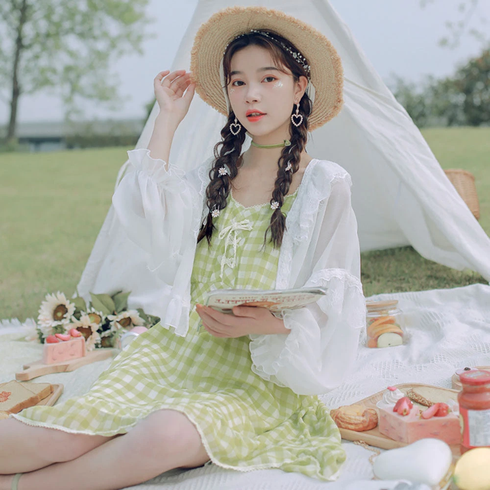 Juwas Kawaii Avocado Plaid Summer Dress NEW ARRIVAL 4 Juwas Kawaii Avocado Plaid Summer Dress NEW ARRIVAL