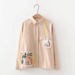 Juwas Chic Artsy Print Long Sleeve Shirt CLOTHING