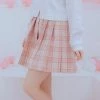 -Juwas Japanese JK Pink Plaid Pleated Skirt NEW ARRIVAL