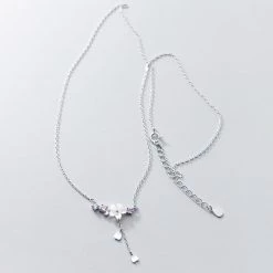 Juwas NEW ARRIVAL Sweet Sakura Silver Necklace