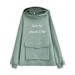 Juwas Frog Zipper Pocket Oversize Hoodie