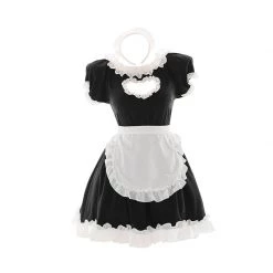 Juwas Maid Ruffle Hollow Out Lingerie Dress