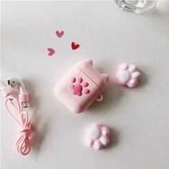 Juwas.com Online Store Cute Pink Cats Paw Airpods Protective Case