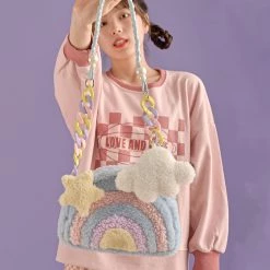 Juwas Rainbow Plush Crossbody Bag