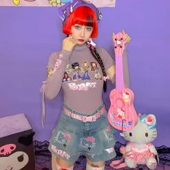 Juwas NEW ARRIVAL Kitties Print Short Skirt