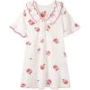 Juwas Peach Printed Ruffles Pajama Dress