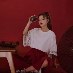 Juwas Japanese Samurai Girl Loose T-shirt Skirt Set NEW ARRIVAL