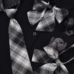 Juwas CLOTHING Goth Black Plaid JK Uniform Bow Ties & Tie