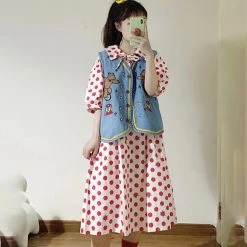 Juwas Red Dots Printed Loose Dress